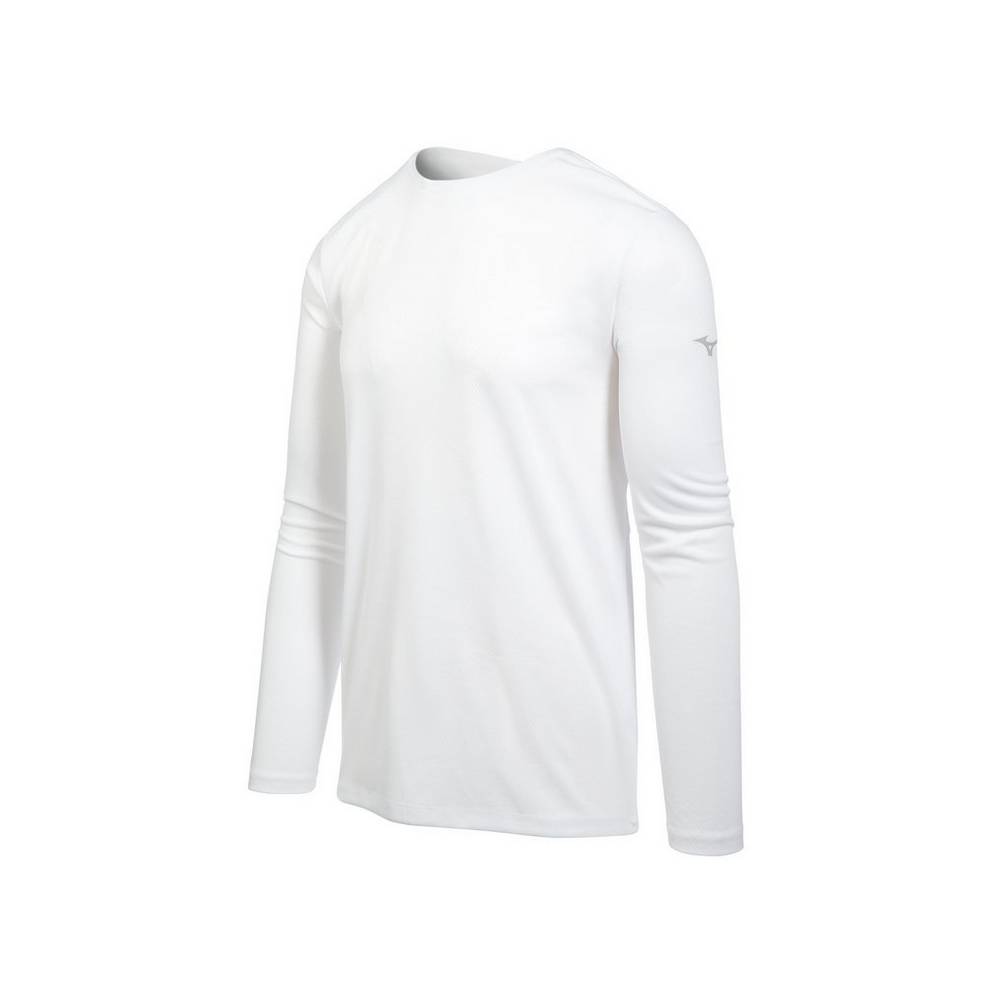 Panske Tričko Mizuno Long Sleeve Biele Vypredaj VSKL12309